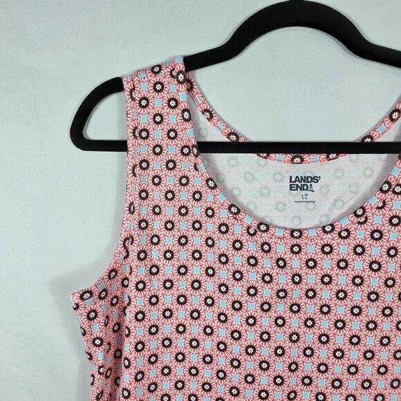 Lands' End Tank Top Women's Size Large Pink, Blue & White Geometric Print - Picture 4 of 11